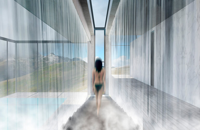 spa area with pool in mountains 01