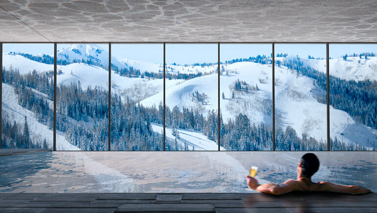 spa area with pool in mountains 03